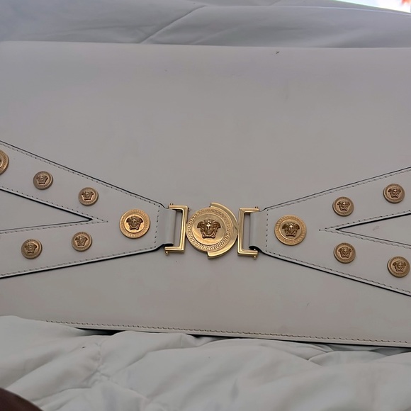Bright white clutch Versace